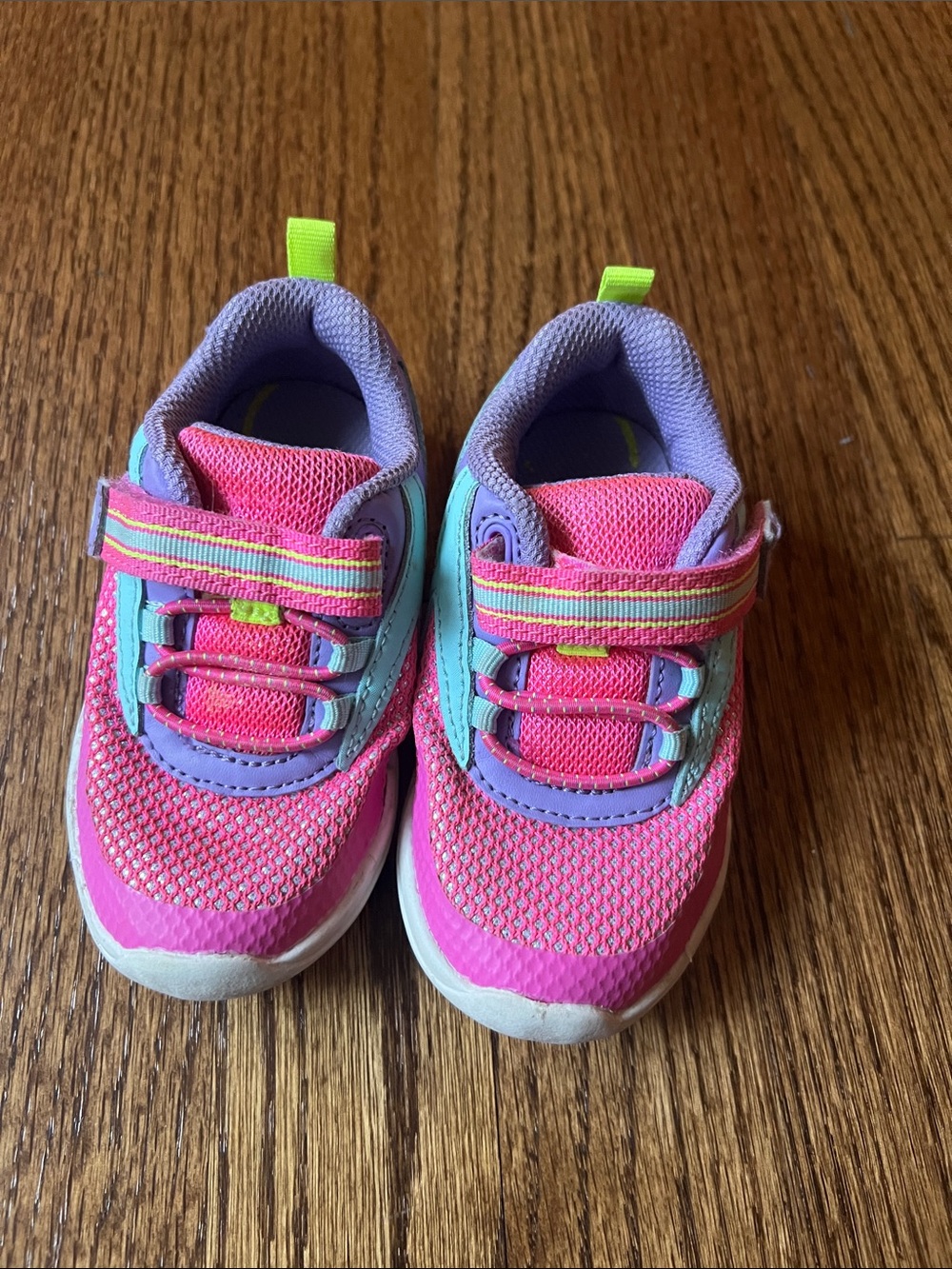 Stride Rite Pink Mesh Sneakers with Teal & Purple Accents
